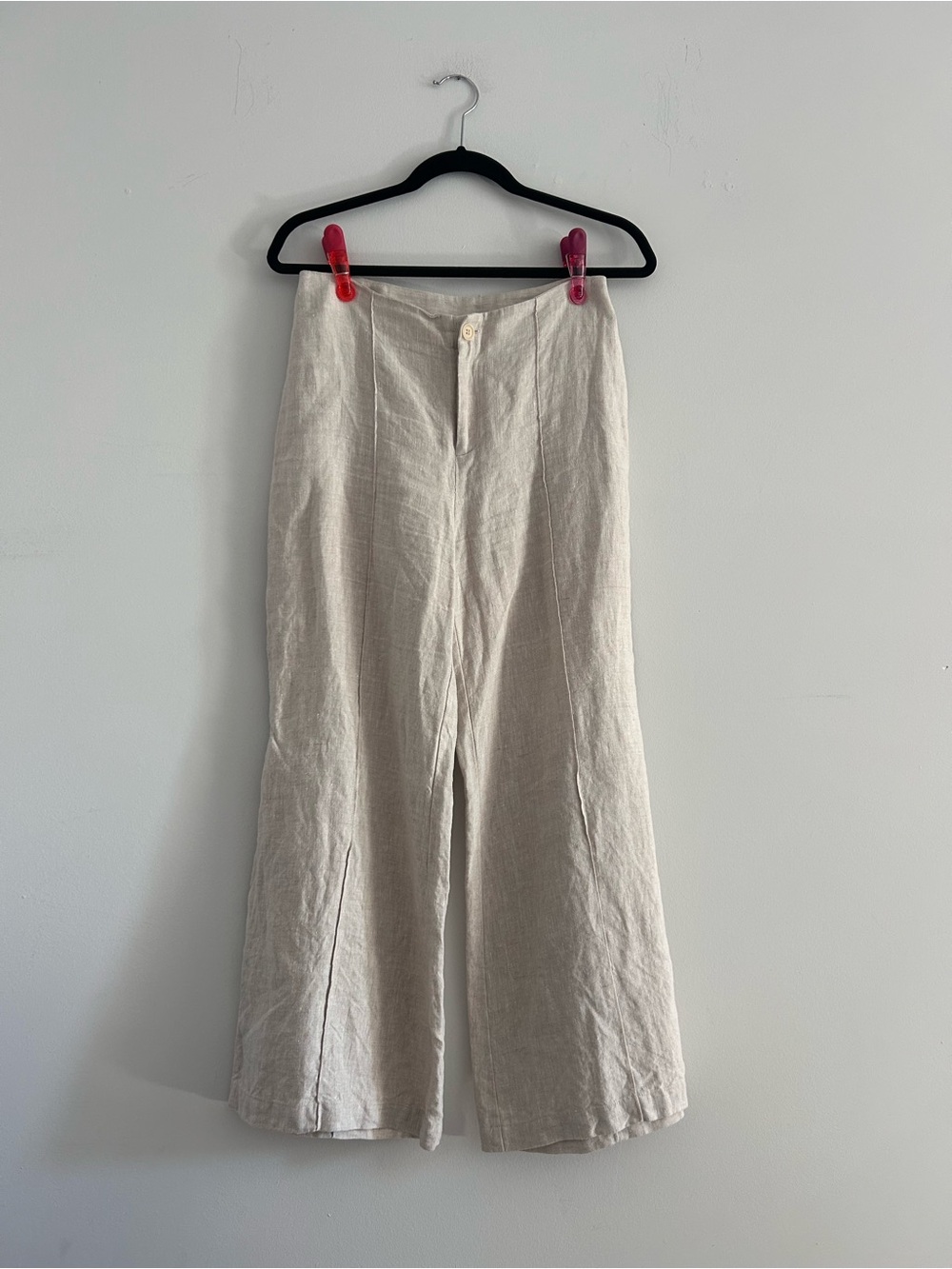 Reformation Cream Wide-Leg Linen Blend Trousers